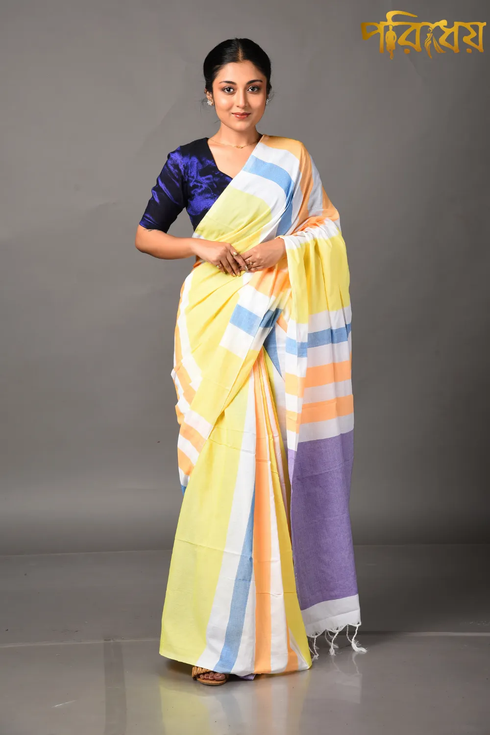 Multicolor Pure Khadi Cotton Saree - Poridheo